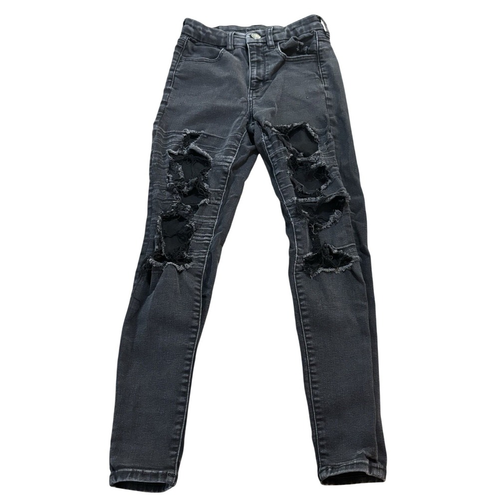 American Eagle Ne(x)t Level Stretch Distressed Skinny Jeans Black Womens